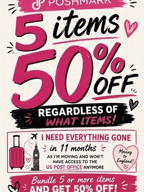 Poshmark 5 Items 50% Off - everything must go